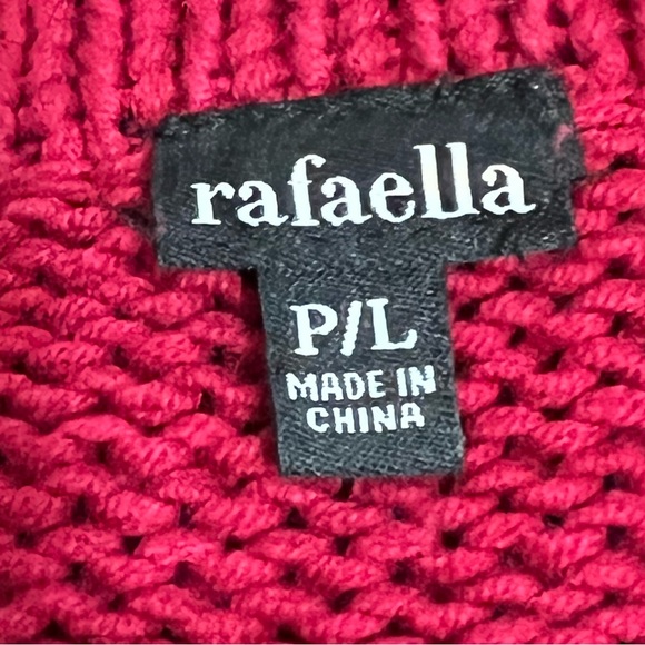 Rafaella Red/Magenta Cable Knit Sweater Snap Button Cover Short Size L-Petite - Picture 2 of 10